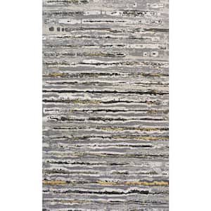 Batten Modern Stripe Gray/Black 3 ft. x 5 ft. Area Rug