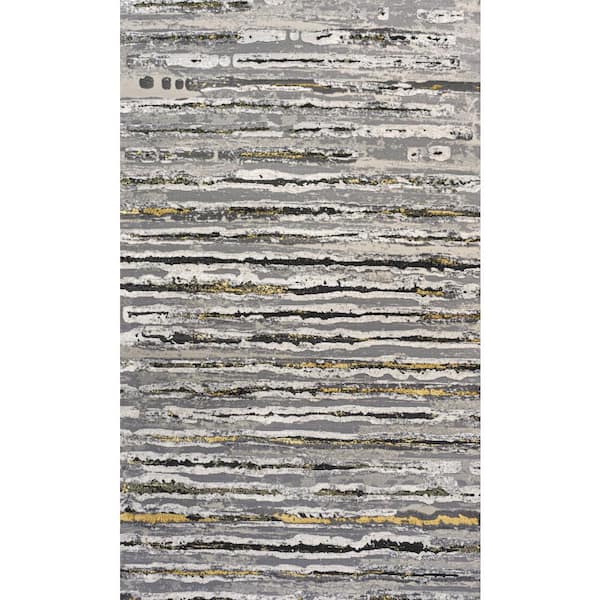 Batten Modern Stripe Gray/Black 5 ft. x 8 ft. Area Rug