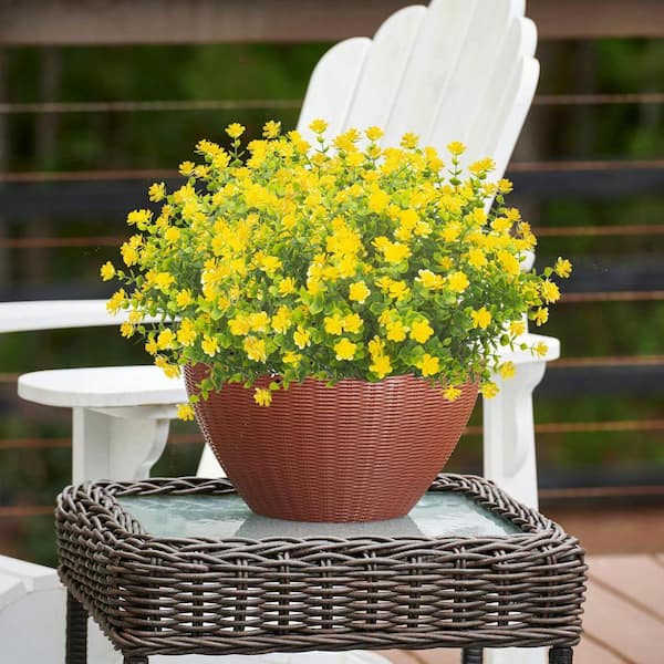 14 in. Yellow Outdoor Artificial Flower UV Resistant 20-Bundles
