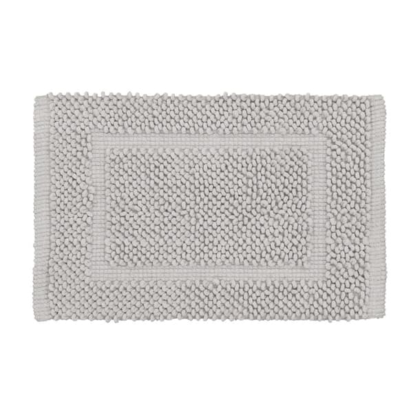 Jean Pierre NEW YORK Sophie Border Silver Soft Gray 27 in. x 45 in. Cotton Textured Bath Mat