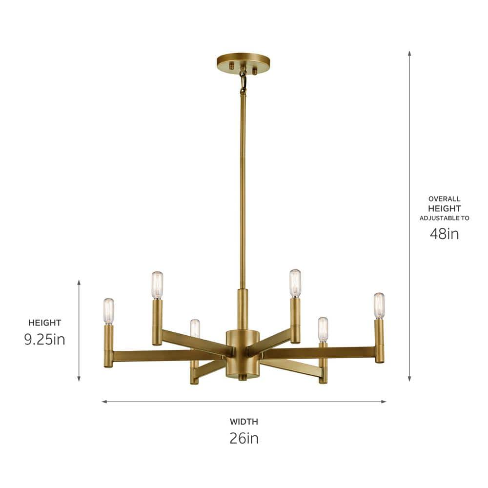 Sleek Modern 26" Black & Brass 6-Light Ambient Chandelier