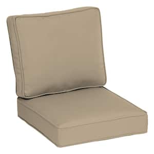 Oasis 22 in. x 24 in. Plush 2-Piece Deep Seating Outdoor Lounge Chair Cushion in Desert Tan