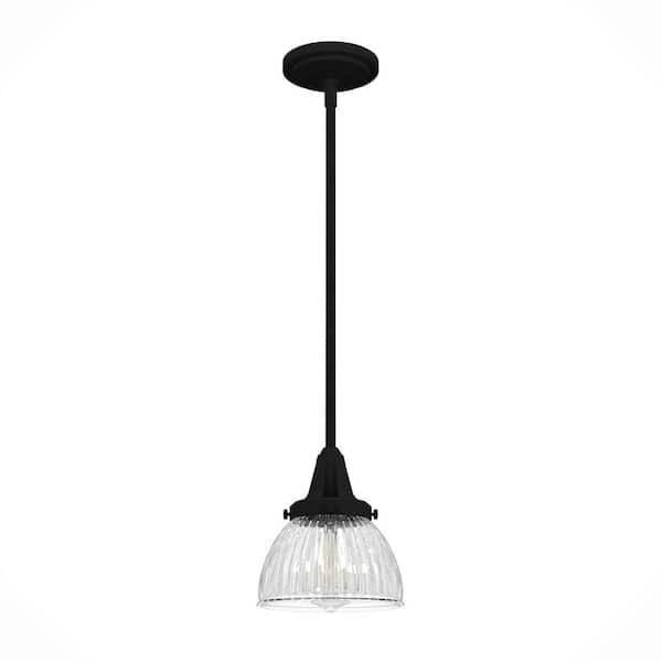 Cypress Grove 1 Light Natural Iron Island Pendant Light with Clear Holophane Glass Shade Dining Room Light