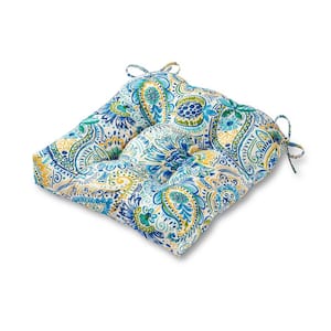 Painted Paisley Baltic Square Tufted Outdoor Seat Cushion