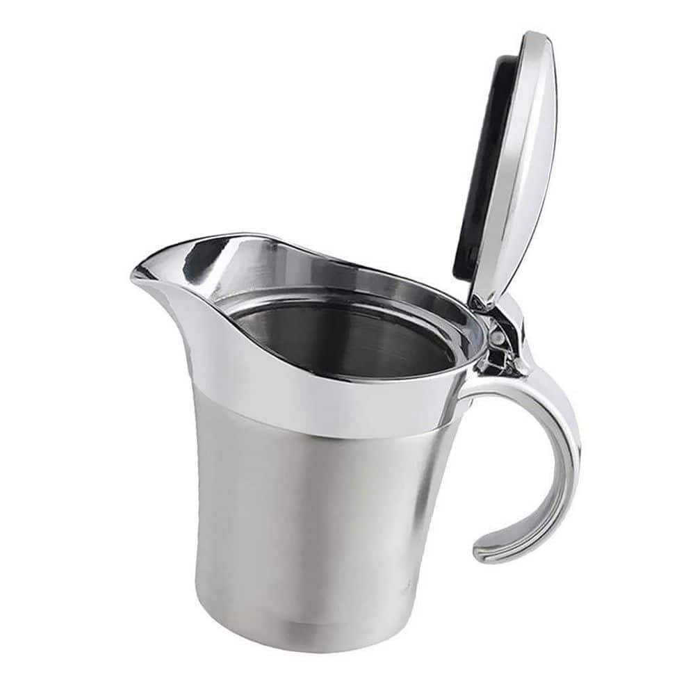 16 oz. Silver Double Insulated Stainless Steel Gravy Boat, Stainless Steel Sauce Jug with Hinged Lid, Anti-Drip Spout price history on PriceWatchPro