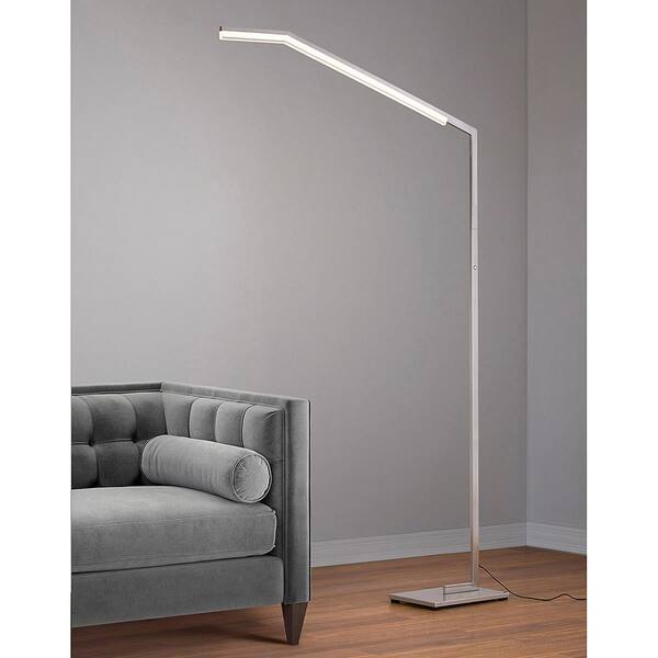 Modern Silver Brushed Chrome Integrated LED Adjustable Spotlight Design Reading Floor Lamp MiniSun