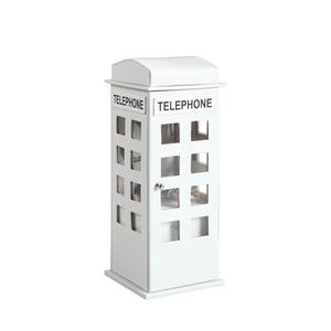 11.5 in. British Telephone Booth White Leather Jewelry Box