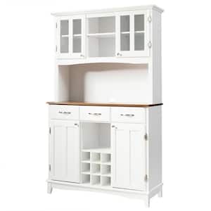 White Wood 44 in. Buffet Sideboard Storage Table with 3-Drawers