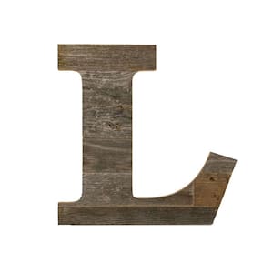 Rustic Large 16 in. Tall Natural Weathered Gray Monogram Wood Letter-L Decorative