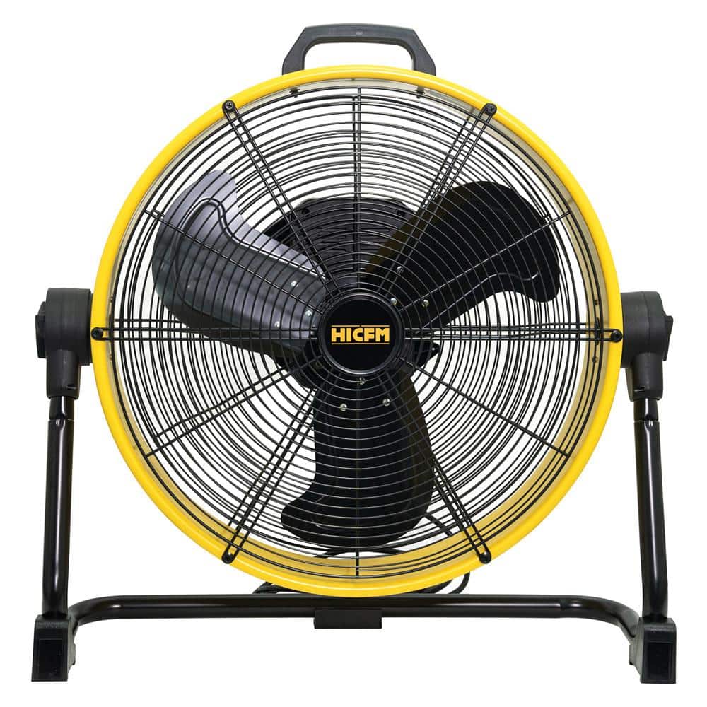 WOCK HiCFM 20 in. Yellow Drum Fan, Variable Speed DC Motor, 6100 CFM, 180&deg; Pivot, Turbo Floor Fan, UL Listed