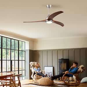 52 in. Indoor/Outdoor Nickel LED Ceiling Fan with Remote Included