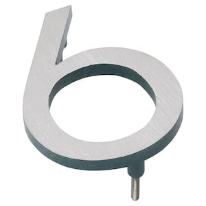 16 in. Satin Nickel/Hunter Green 2-Tone Aluminum Floating or Flat Modern House Numbers 0-9 - 6