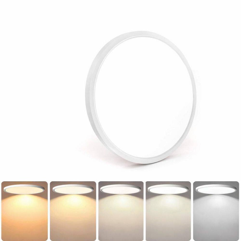 White 12 in. Integrated LED Flush Mount Ceiling Light, 5-in-1 CCT Selectable, Surface Mounted Lighting Fixture, 1 Pack price history on PriceWatchPro