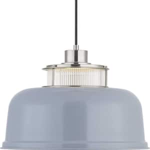 Brant Point 16 in. 1-Light Gray Metal Shade Coastal Pendant Light for Kitchen and Dining