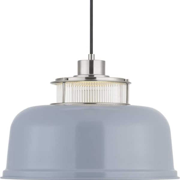 Progress Lighting Brant Point 16 in. 1-Light Gray Metal Shade Coastal Pendant Light for Kitchen and Dining