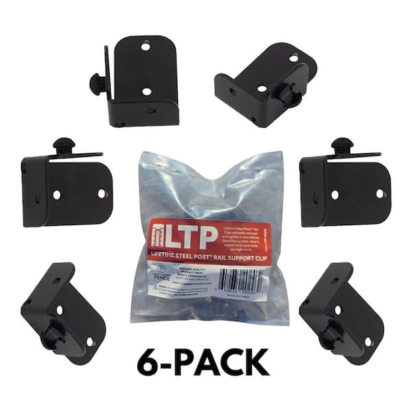 LIFETIME STEEL POST 5 in. x 4 in. x 2 in. LTP Black Steel Rail Support Clips (6-Pack)