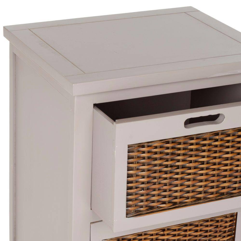 Gray Rectangular Wood End Table with Storage Drawers