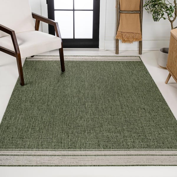 JONATHAN Y Alda Modern Minimalist Mingled Solid Green/Cream 8 ft