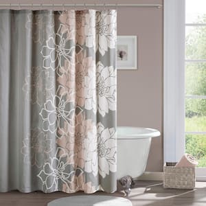 Brianna 72 in. Blush 100% Cotton Floral Printed Shower Curtain