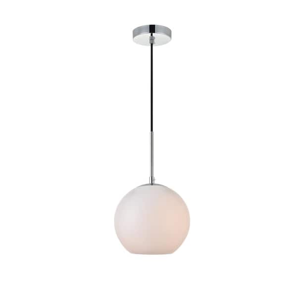 Unbranded Timeless Home 7.9 in. 1-Light Chrome And Frosted White Pendant Light, Bulbs Not Included