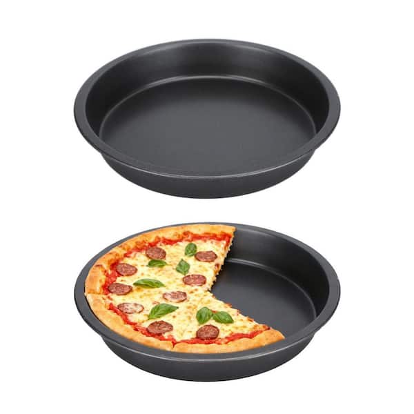 2 Piece Carbon Steel Nonstick Deep Dish Pizza Pan Set Baking Tray for Oven Home Kitchen Dishwasher Safe