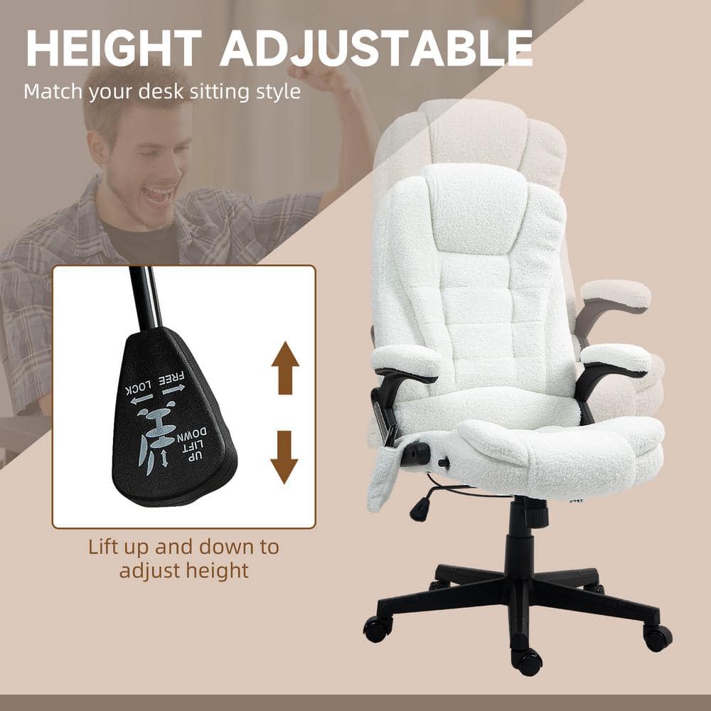 White High Back Swivel Executive Chair with Massage and Heat