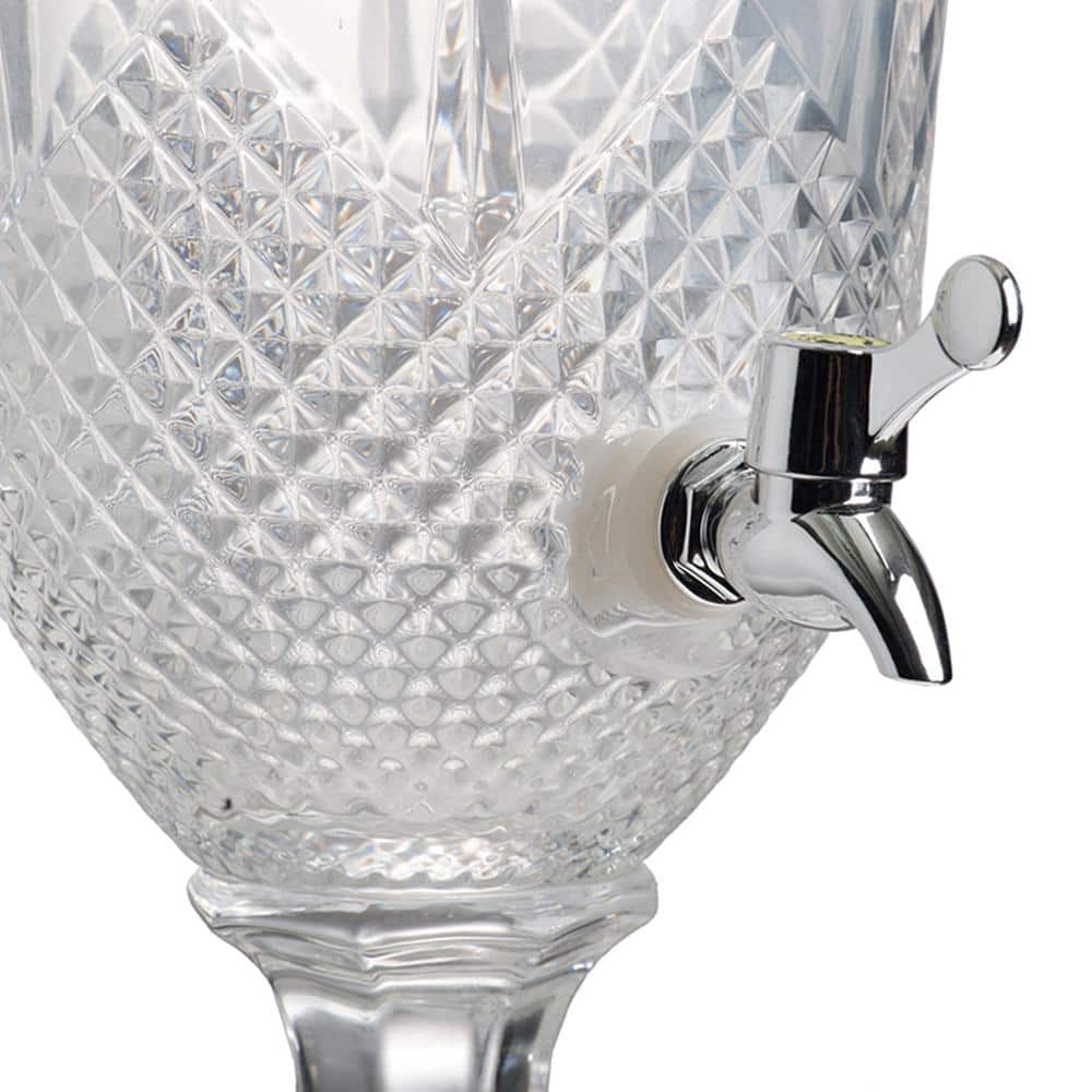 Elegant Clear Glass Beverage Dispenser with Polished Silver Lid