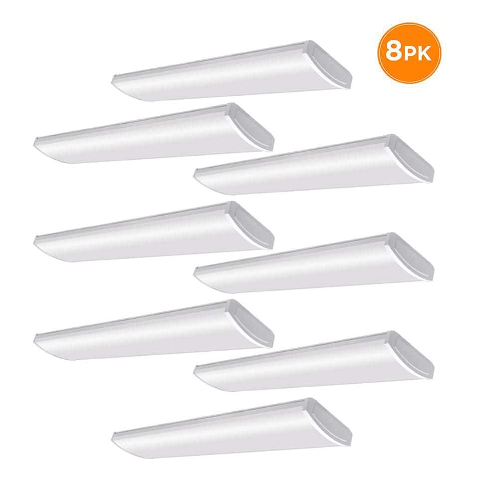 8-Pack 4 ft. 5200 Lumens White LED Wraparound Light Garage Light Shop Light