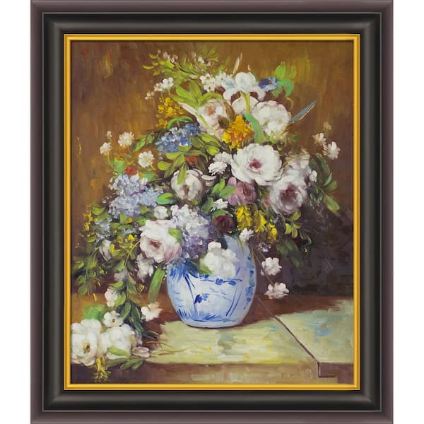 LA PASTICHE Grande Vase Di Fiori by Pierre-Auguste Renoir Opulent Framed Abstract Oil Painting Art Print 26 in. x 30 in.