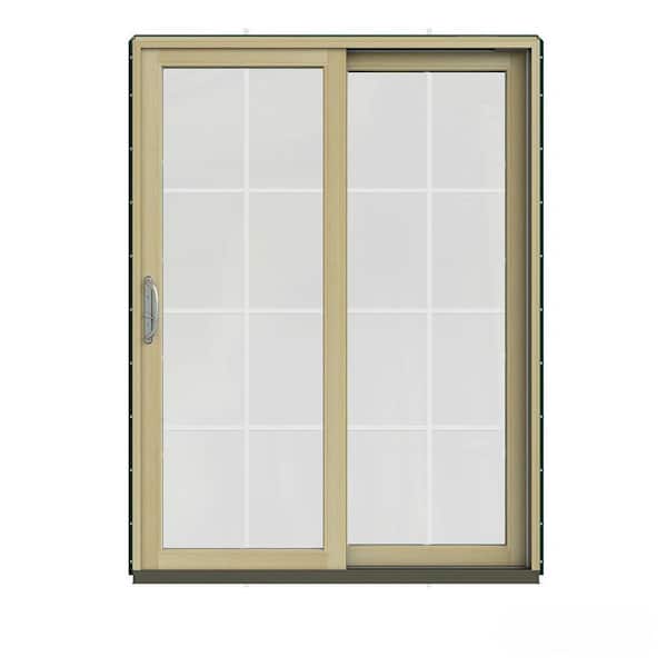 JELD-WEN 60 in. x 80 in. W-2500 Contemporary Green Clad Wood Right-Hand 8 Lite Sliding Patio Door w/Unfinished Interior