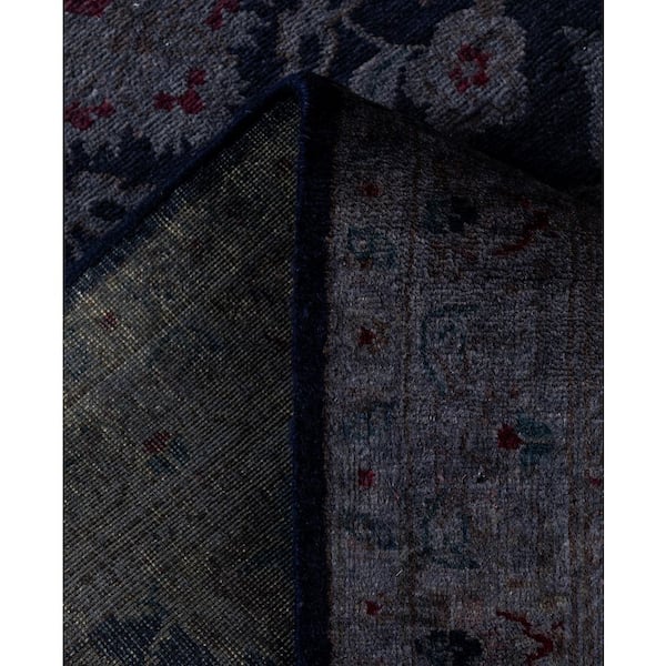 Overdyed Navy 2 ft. x 10 ft. Solid Wool Indoor Runner Rug