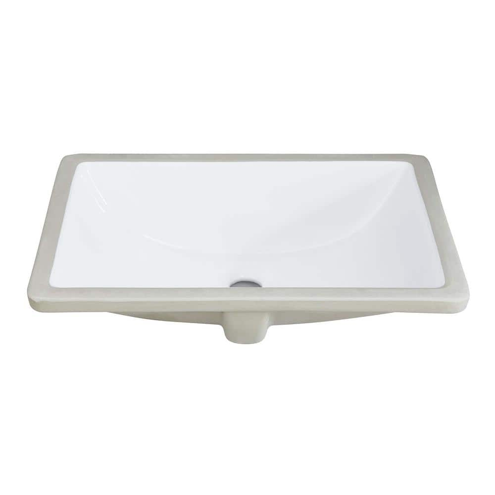 WELLFOR 20 25 In Ceramic Rectangular Undermount Bathroom Sink In White   White Undermount Bathroom Sinks Gigbs 49615 64 1000 