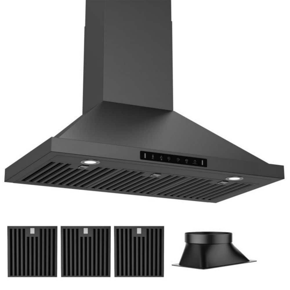 36 in. 900 CFM Convertible Wall Mount Range Hood in Black Stainless Steel with LED and Gesture Control price history on PriceWatchPro