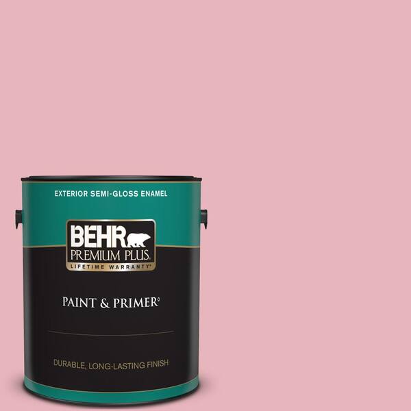 BEHR PREMIUM PLUS 1 gal. #110C-2 Colonial Rose Semi-Gloss Enamel Exterior Paint & Primer