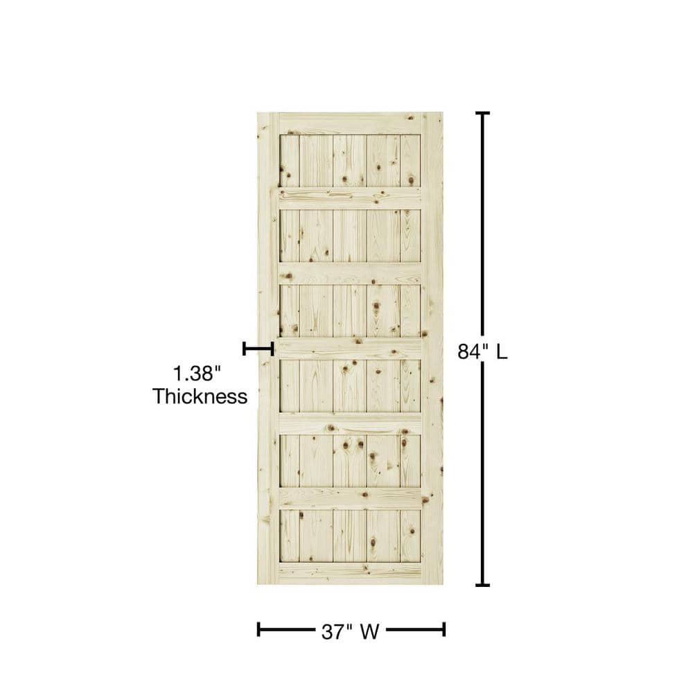Traditional Unfinished Pine 37" x 84" 6-Panel Barn Door Slab