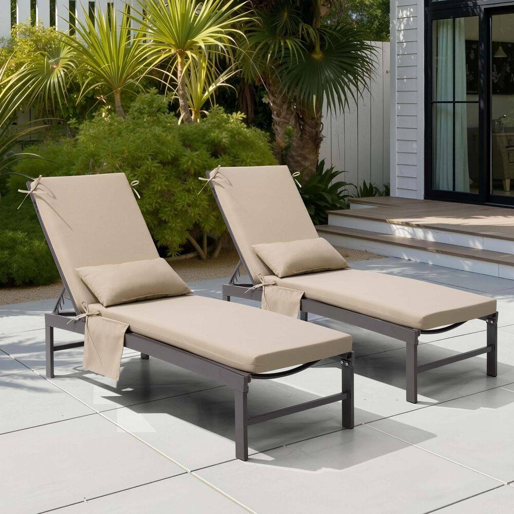 2 Pieces Outdoor Chaise Lounge Cushions in Beige 80 in. x 23 in. x 2.8 in. Patio Lounge Cushions with Pillow and Pockets price history on PriceWatchPro