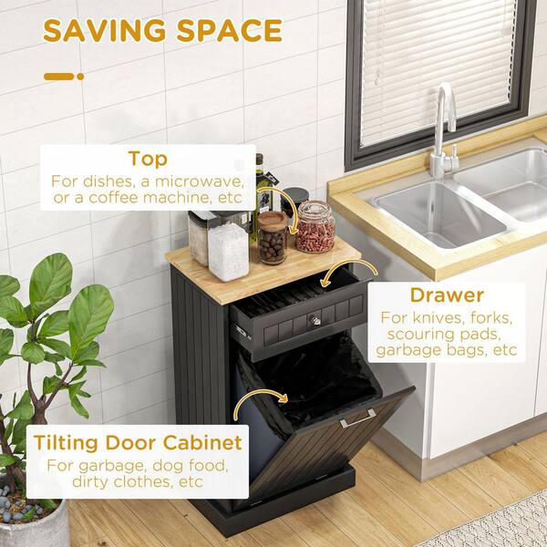 Small Garbage Cans 2-Pack Round Wood Trash Cans With Swing Lids - 8L ...