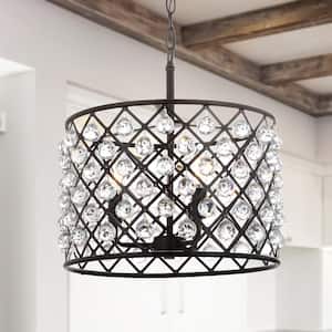 Gabrielle 16 in. 3-Light Oil Rubbed Bronze Crystal/Metal LED Pendant