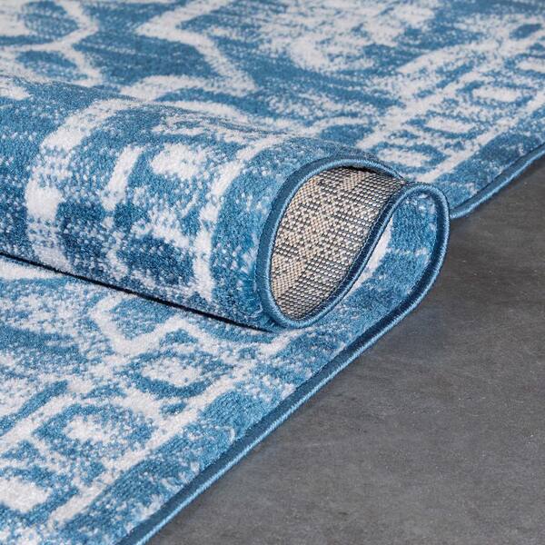 Well Woven Mella Beige & Blue Vintage Distressed Area Rug 9x13 (9'3 x  12'3)