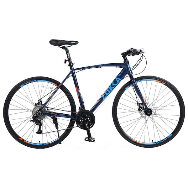 Unbranded 27.5 in. Aluminium Alloy 27-Speed Hybrid Bike Disc Brake Adult City Road Bike (Navy Blue)