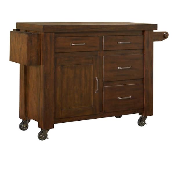 Home Styles Cabin Creek Distressed Chestnut Drop Leaf Kitchen Work Center