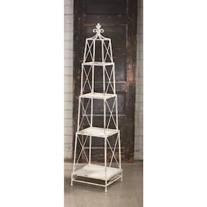 64.75 in. White Metal 4-shelf Etagere Bookcase with Open Back