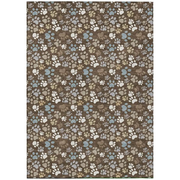 Chantille Machine Washable Indoor/Outdoor Abstract ACN3061 Chocolate 10 ft. x 14 ft. Area Rug