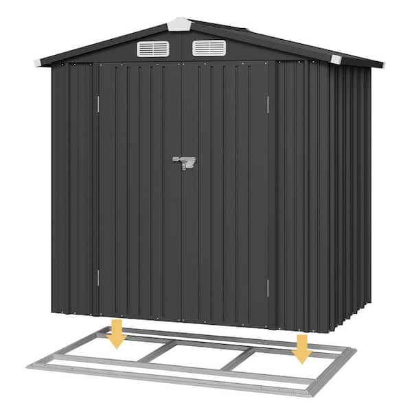 Sizzim 6 ft. W x 4 ft. D Outdoor Metal Storage Shed with Subfloor