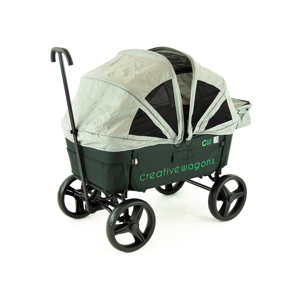 Black and Gray Alloy Steel Convertible Stroller Wagon with Canopy