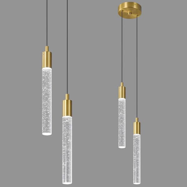 Home Lighting 12W Gold 2-Light Modern Dimmable Integrated LED Mini Crystal Pendant Light For Bedroom