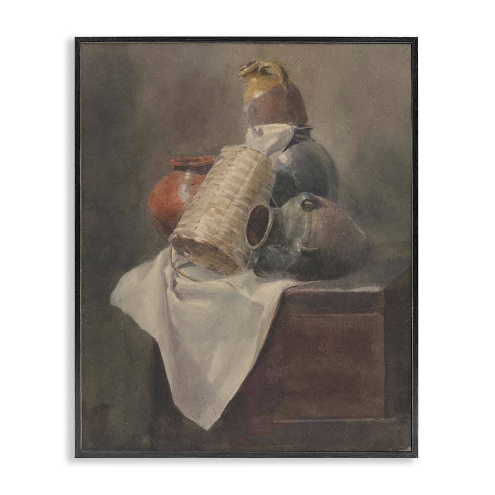 Muted Vases Still Life by Peter Dewint Black Framed Typography Giclee Art Print 30 in. x 24 in. price history on PriceWatchPro