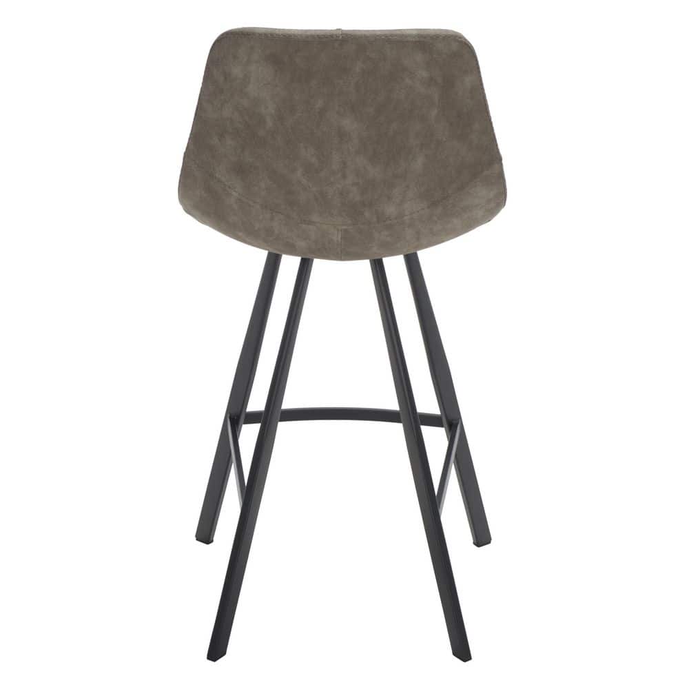 Ryanne Grey Vegan Leather and Black Metal Counter Stool