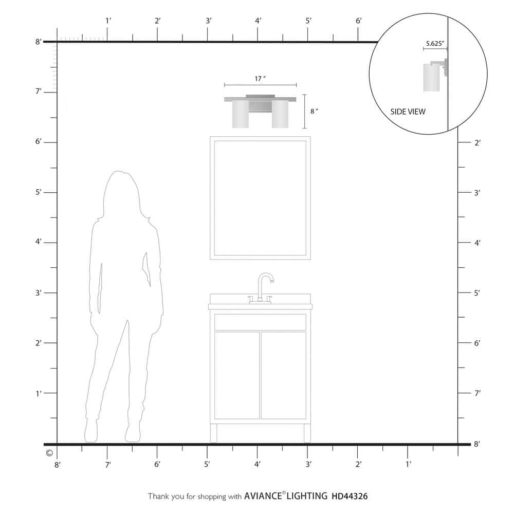 Polished Chrome 2-Light Vanity with Satin Opal Glass