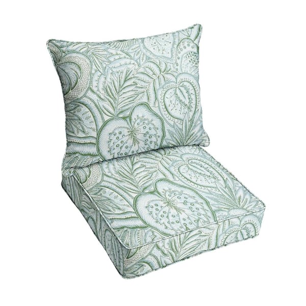 SORRA HOME 25 x 23 x 22 Deep Seating Indoor/Outdoor Pillow and Cushion Chair Set in Sunbrella Sensibility Spring